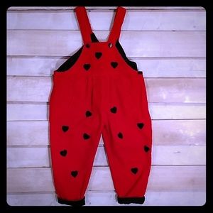 COPY - Lyka Bear Overalls Red & Black Courdoroy 3T